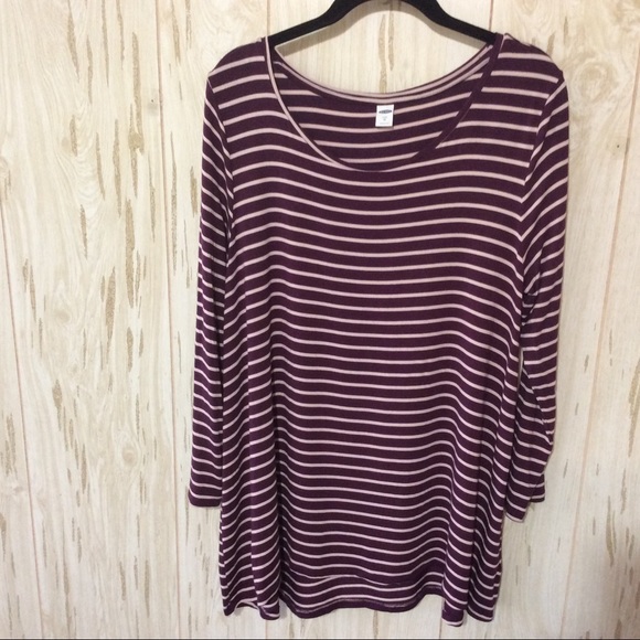 Old Navy Tops - Old Navy Luxe Burgundy and White Striped Top XL